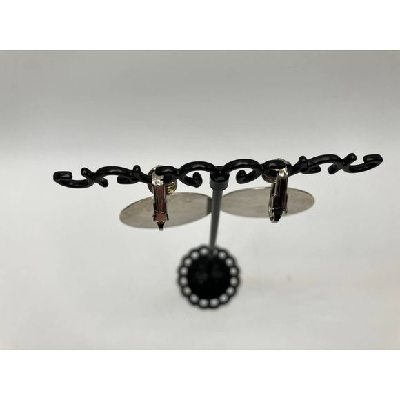 Purple Round Marble Clip-On Earrings Vintage! - Picture 8 of 11